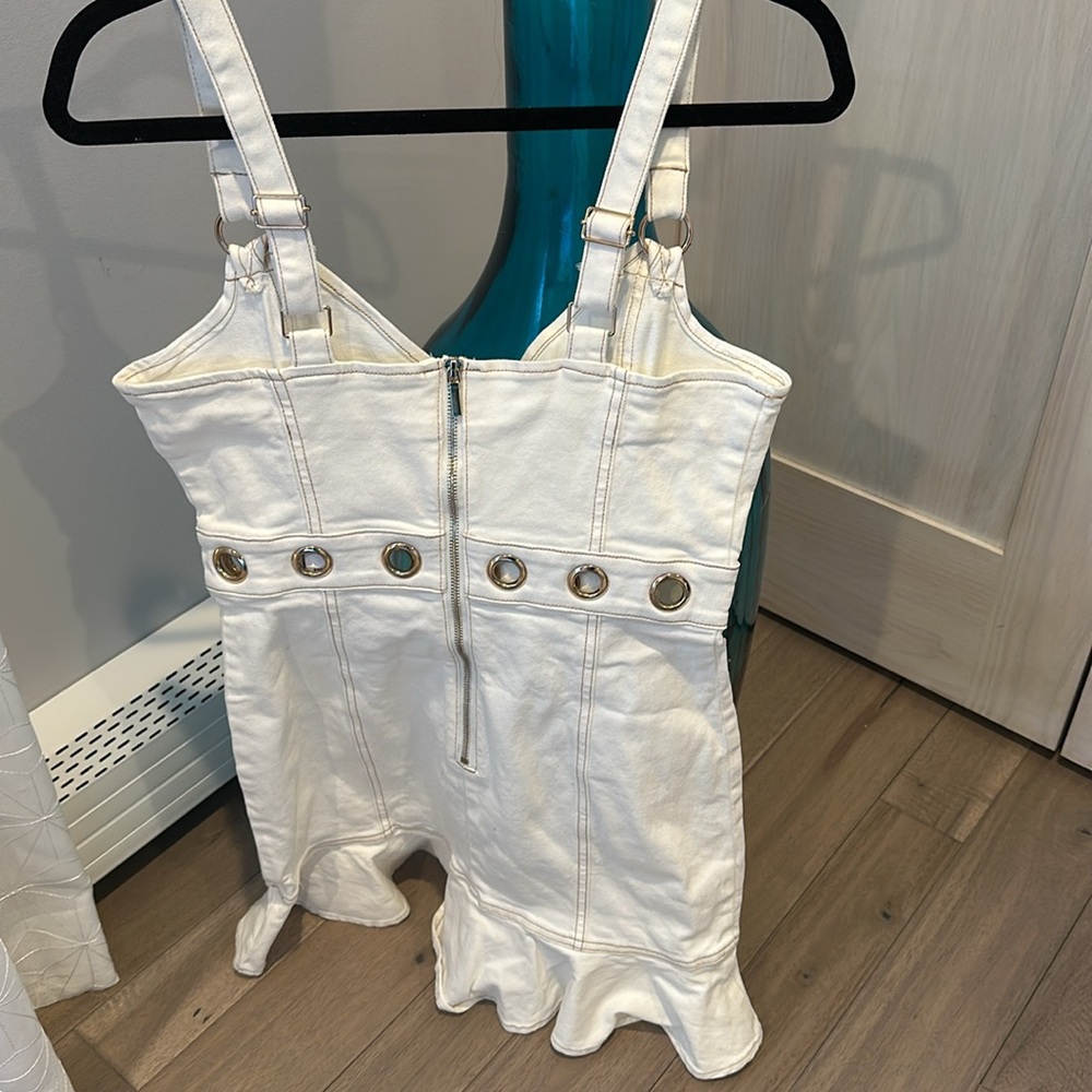 Women’s dress Bebe brand new with tag size 4 white denium. - Picture 2 of 4